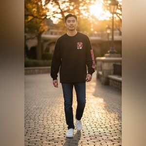 Disney Black Long Sleeve Tee with Red Details